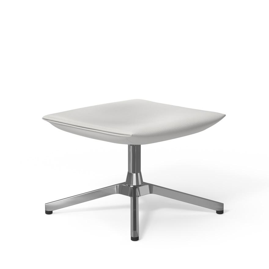 Pilot by Knoll Ottoman ottomans Knoll Polished Aluminum Prairie leather - Cottontail