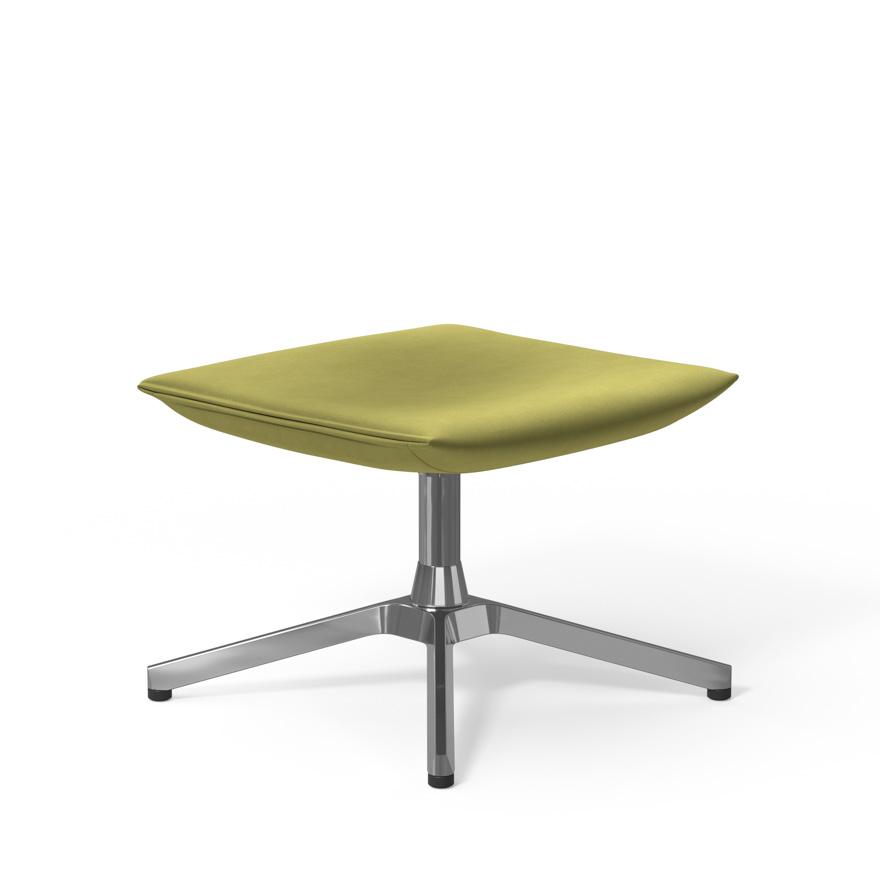 Pilot by Knoll Ottoman ottomans Knoll Polished Aluminum Ultrasuede fabric - Kiwi