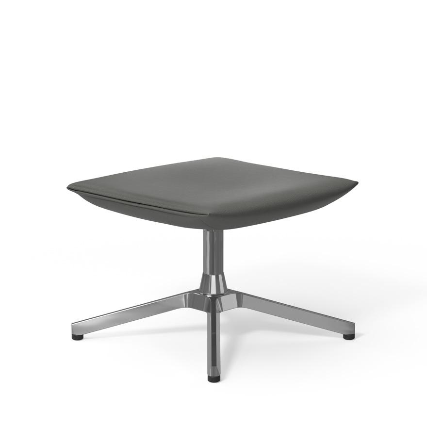 Pilot by Knoll Ottoman ottomans Knoll Polished Aluminum Volo leather - Cadet