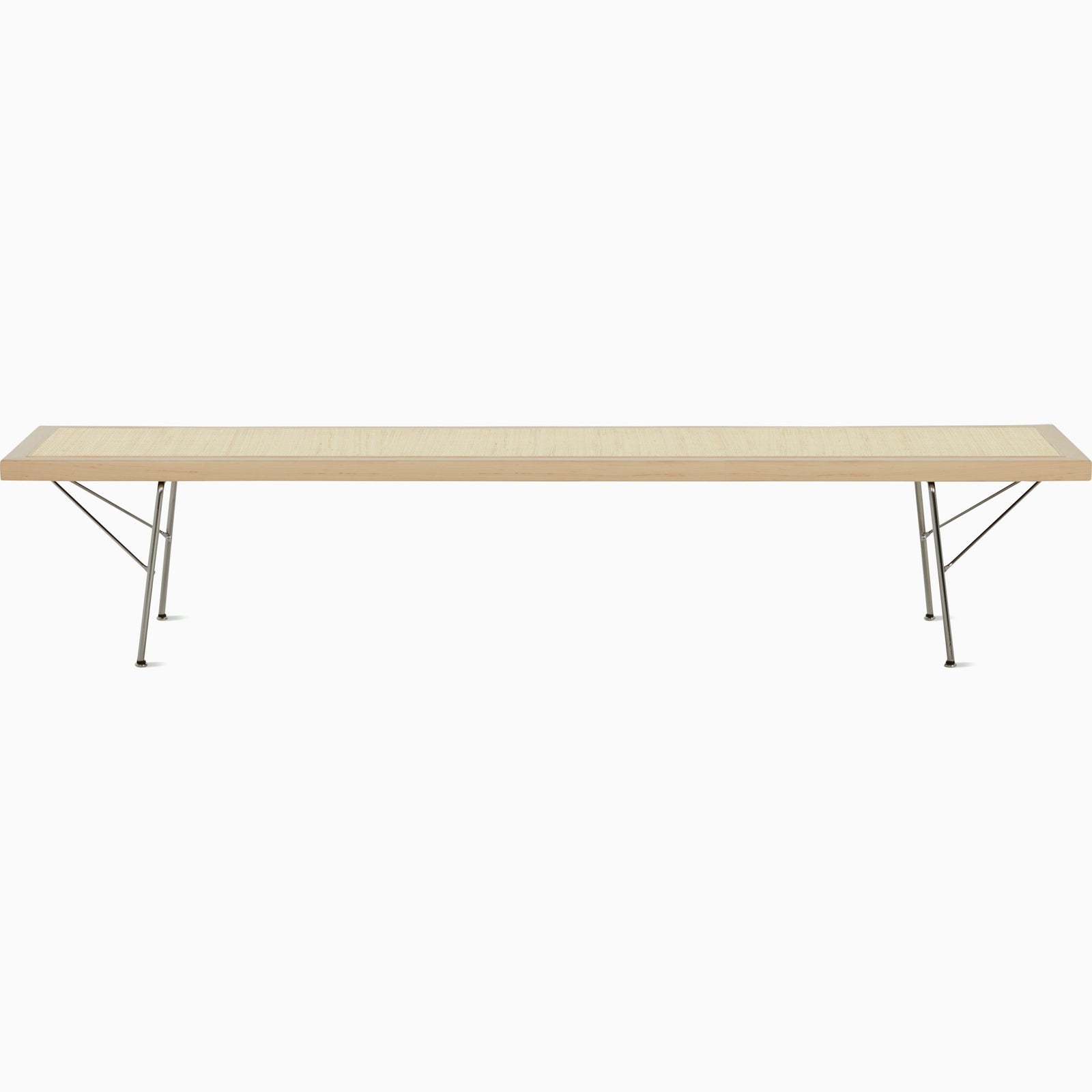 Nelson Cane Bench Benches herman miller 72 Inch Natural Maple Trivalent Chrome