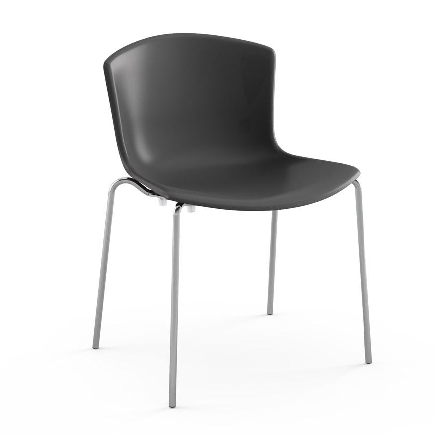 Bertoia Molded Shell Side Chair - Stacking Side/Dining Knoll Medium Grey Polished Chrome
