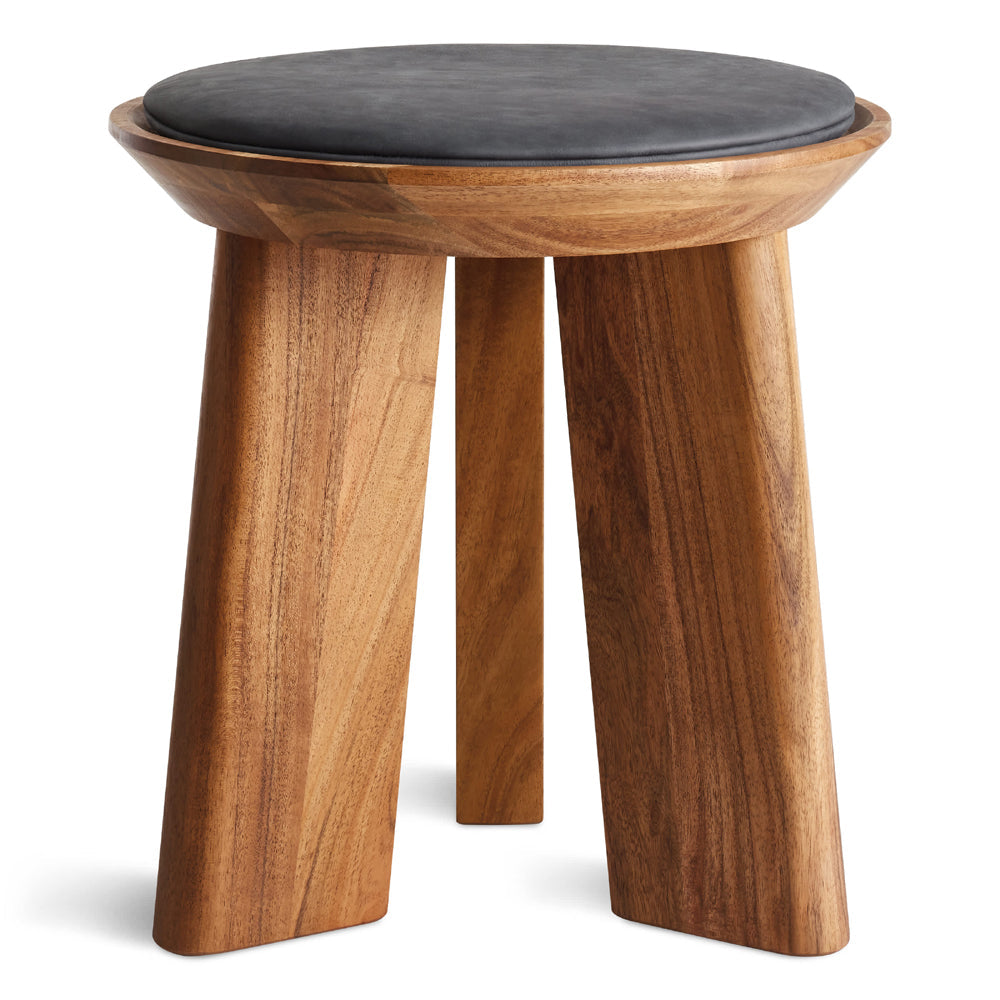 Mimi Stool Stools BluDot Acacia / Ink Leather
