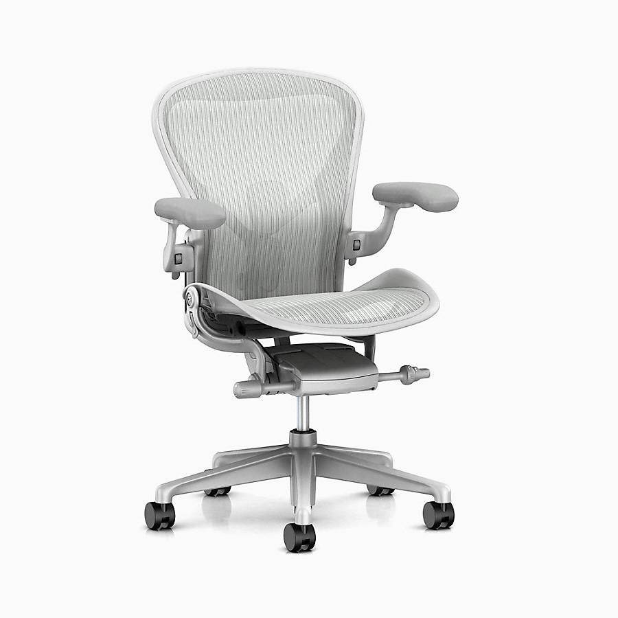 Aeron Chairs In Stock - Ships in 2-3 days task chair herman miller #ONE item 11555 Frame: Mineral / Chassis: Satin Aluminum