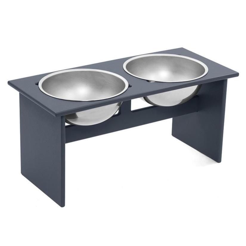 Minimalist Double Dog Bowl Stools Loll Designs Charcoal Grey Large: 23.25 In Width