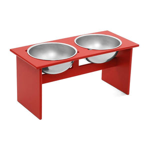 Minimalist Double Dog Bowl Stools Loll Designs Apple Red Large: 23.25 In Width 