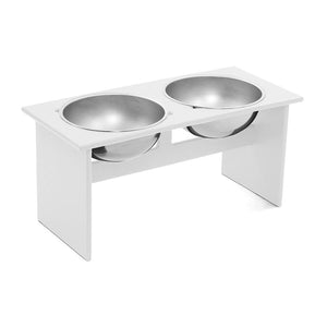 Minimalist Double Dog Bowl Stools Loll Designs Cloud White Large: 23.25 In Width 
