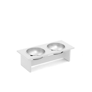 Minimalist Double Dog Bowl Stools Loll Designs Cloud White Small: 17 In Width 
