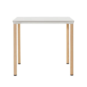 Monza Square Table Tables Plank White HPL top - ash wrapped veneer legs 