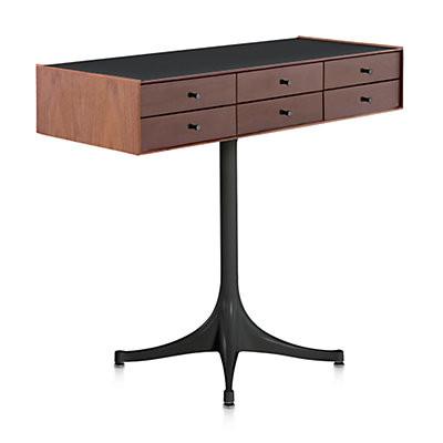 Nelson Miniature Chest 6 Drawer With Pedestal storage herman miller Walnut and Dark Brown Walnut Black Black