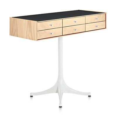Nelson Miniature Chest 6 Drawer With Pedestal storage herman miller White Ash +$100.00 Black Polished Aluminum