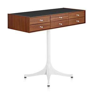 Nelson Miniature Chest 6 Drawer With Pedestal storage herman miller Teak +$500.00 Black Polished Aluminum