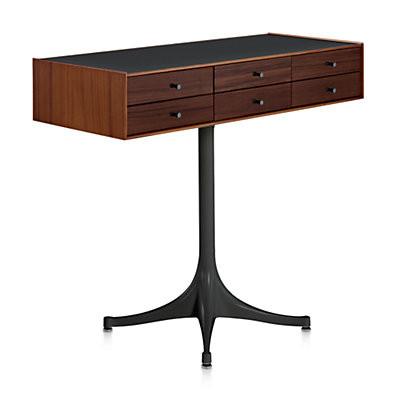 Nelson Miniature Chest 6 Drawer With Pedestal storage herman miller Teak and Dark Brown Teak +$500.00 Black Black