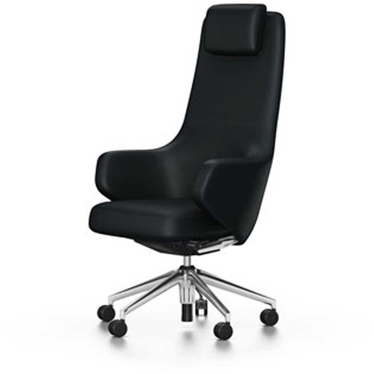 Grand executive highback chair task chair Vitra Leather - Nero Hard castors for carpet