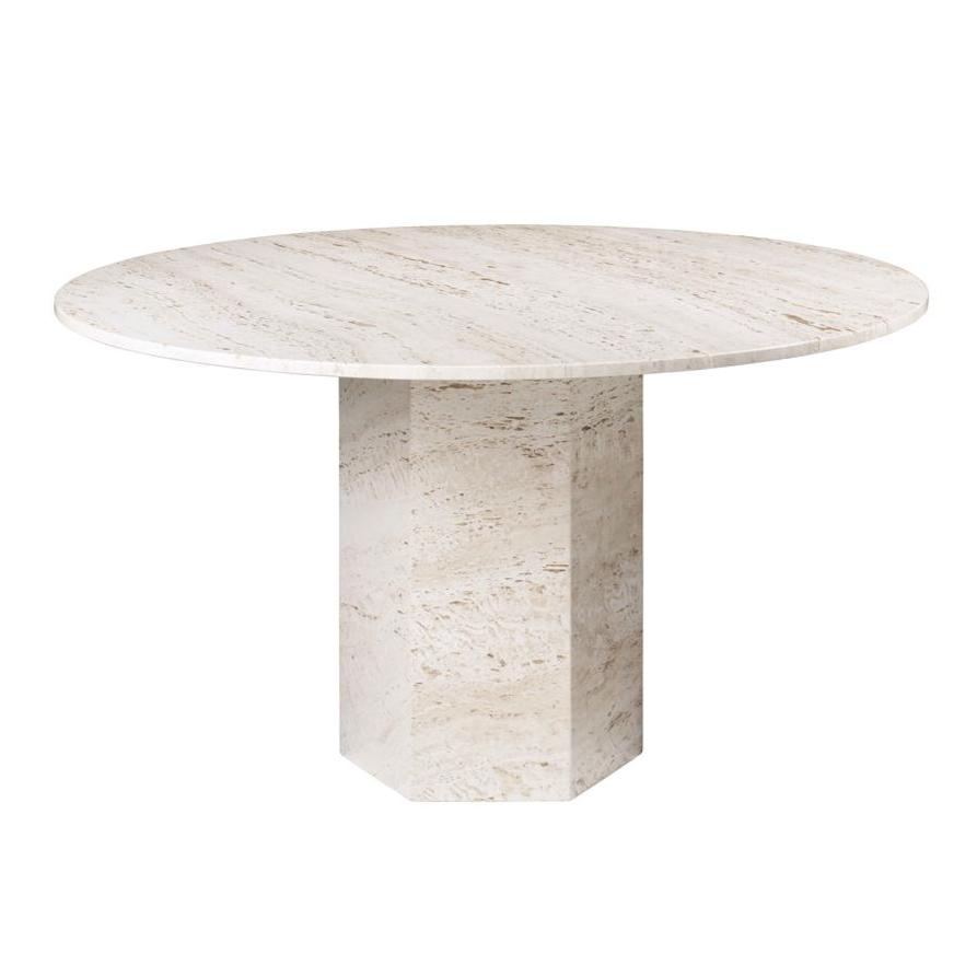 Epic Dining Table - Round Dining Tables Gubi White Travertine