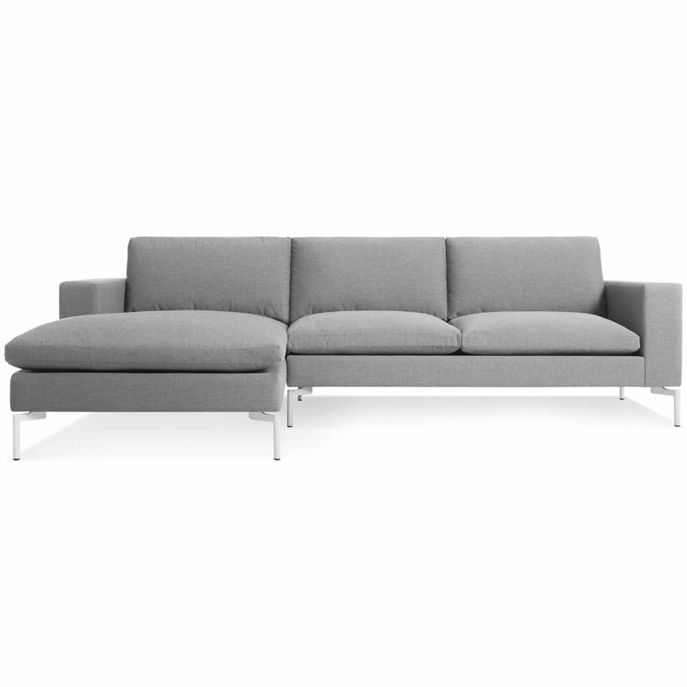 New Standard Sofa with Arm Chaise Sofa BluDot Left Spitzer Grey - White Legs