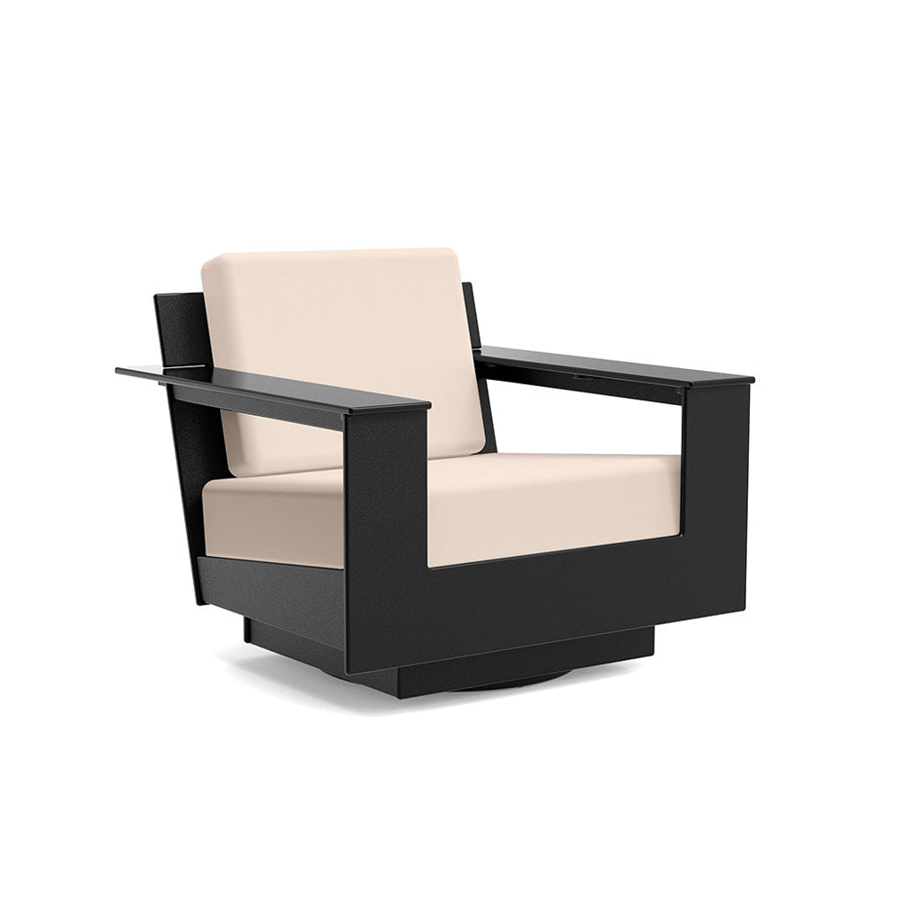 Nisswa Lounge Swivel Chair lounge chairs Loll Designs Black Canvas Flax