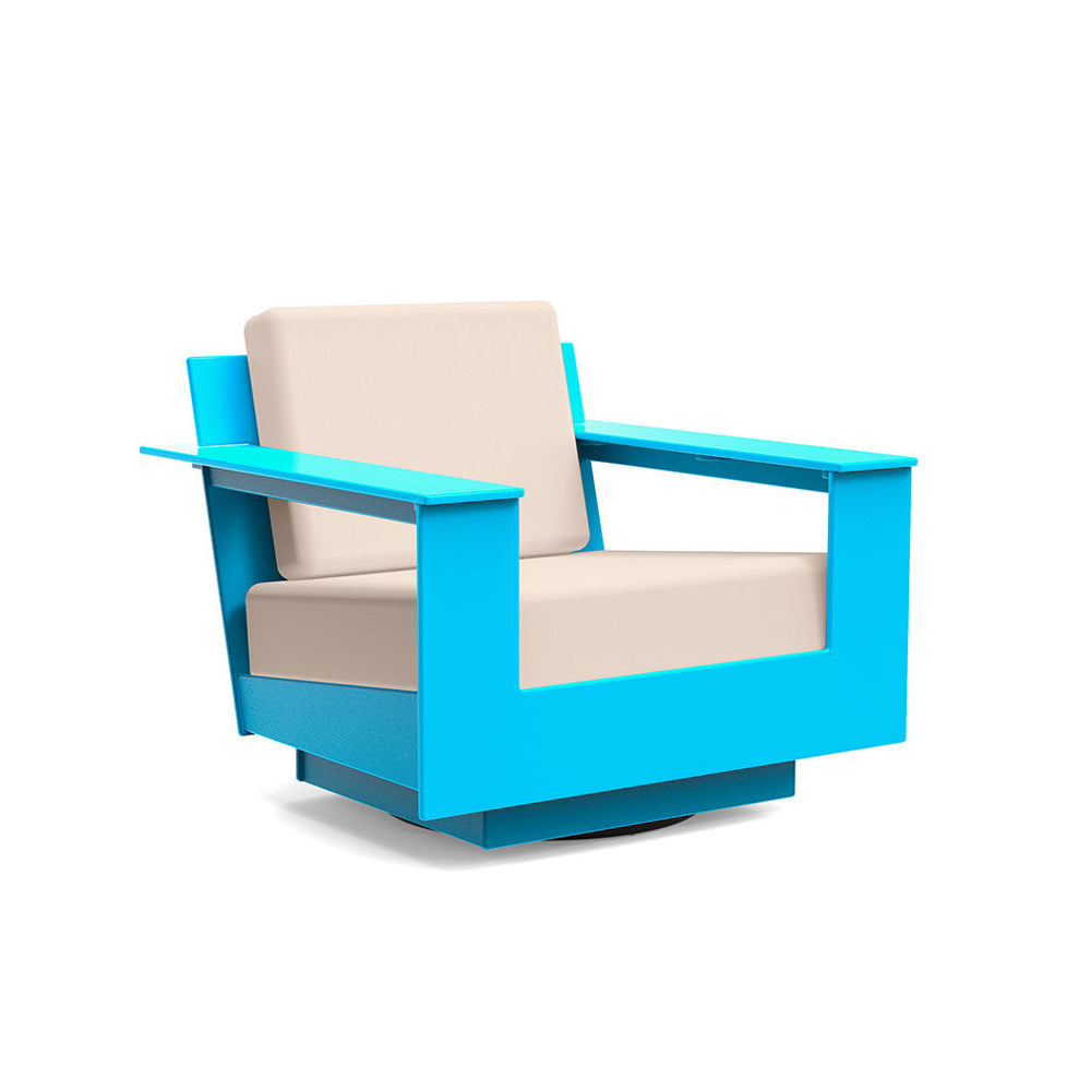 Nisswa Lounge Swivel Chair lounge chairs Loll Designs Sky Blue Canvas Flax