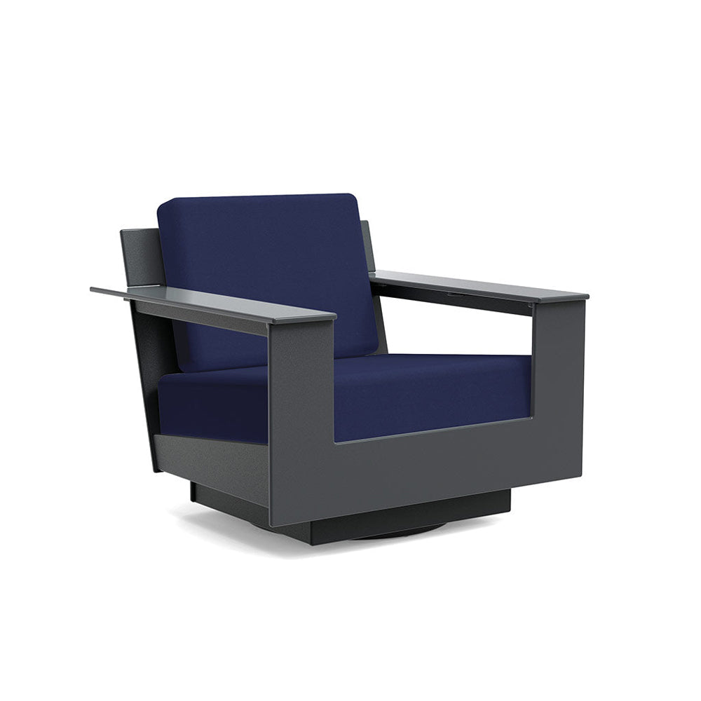 Nisswa Lounge Swivel Chair lounge chairs Loll Designs Charcoal Grey Canvas Navy