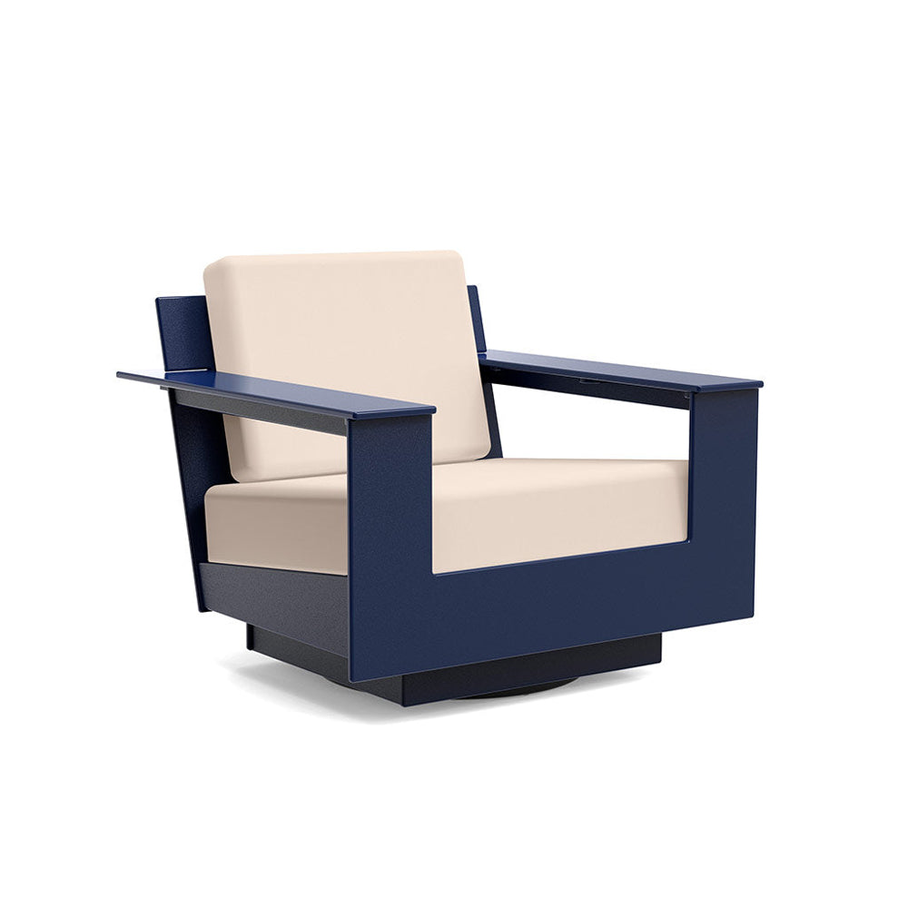 Nisswa Lounge Swivel Chair lounge chairs Loll Designs Navy Blue Canvas Flax