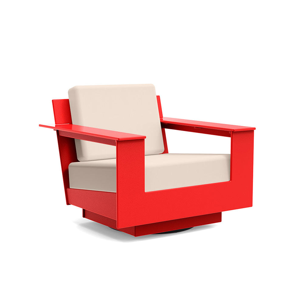 Nisswa Lounge Swivel Chair lounge chairs Loll Designs Apple Red Canvas Flax