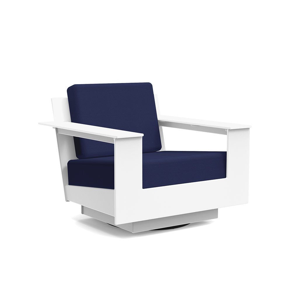 Nisswa Lounge Swivel Chair lounge chairs Loll Designs Cloud White Canvas Navy