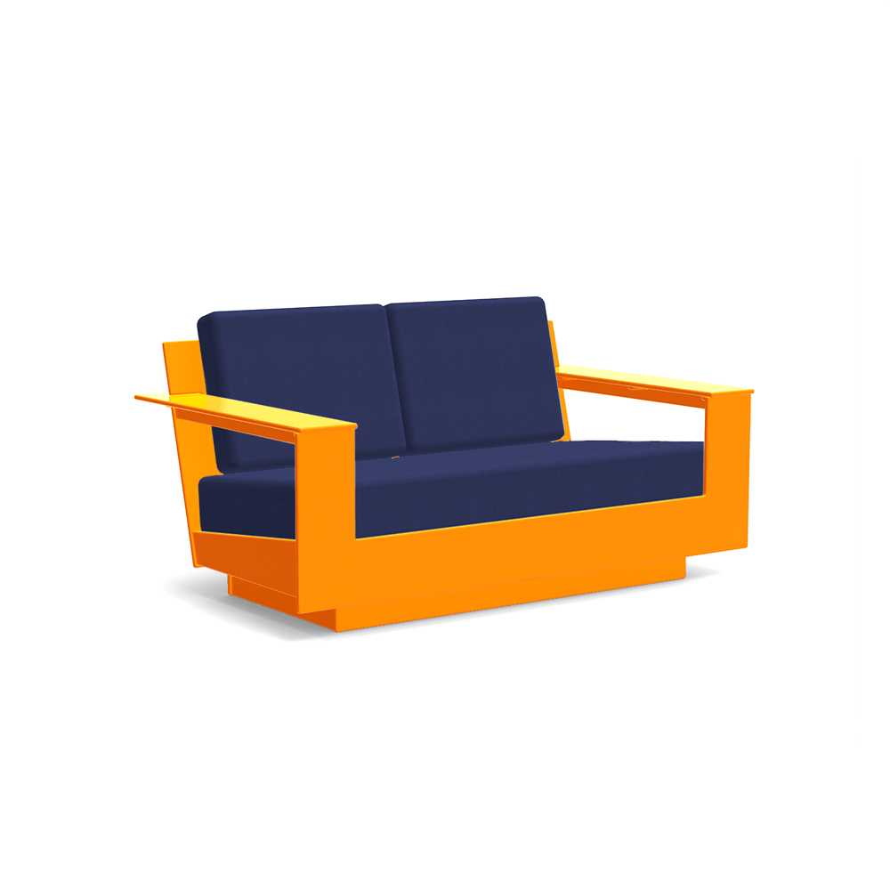 Nisswa Loveseat Sofas Loll Designs Sunset Orange Canvas Navy