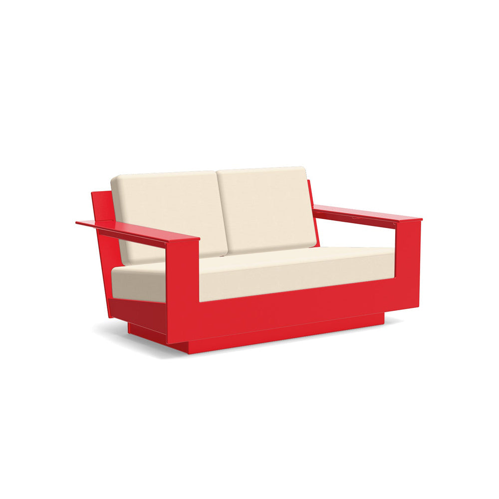 Nisswa Loveseat Sofas Loll Designs Apple Red Canvas Flax