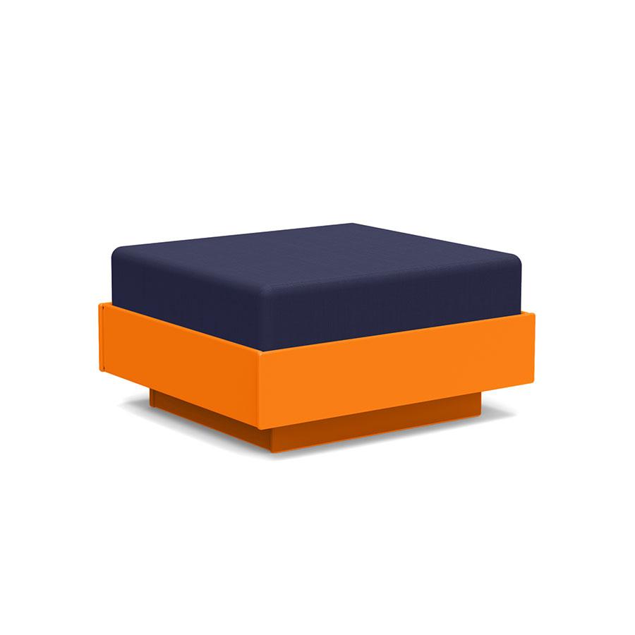 Nisswa Ottoman Ottoman Loll Designs Sunset Orange Canvas Navy