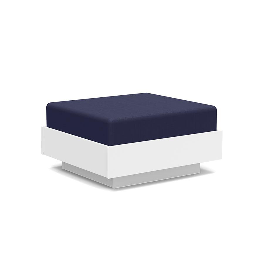 Nisswa Ottoman Ottoman Loll Designs Cloud White Canvas Navy