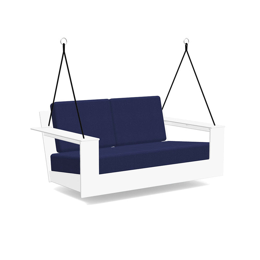Nisswa Porch Swing lounge chairs Loll Designs Cloud White Canvas Navy