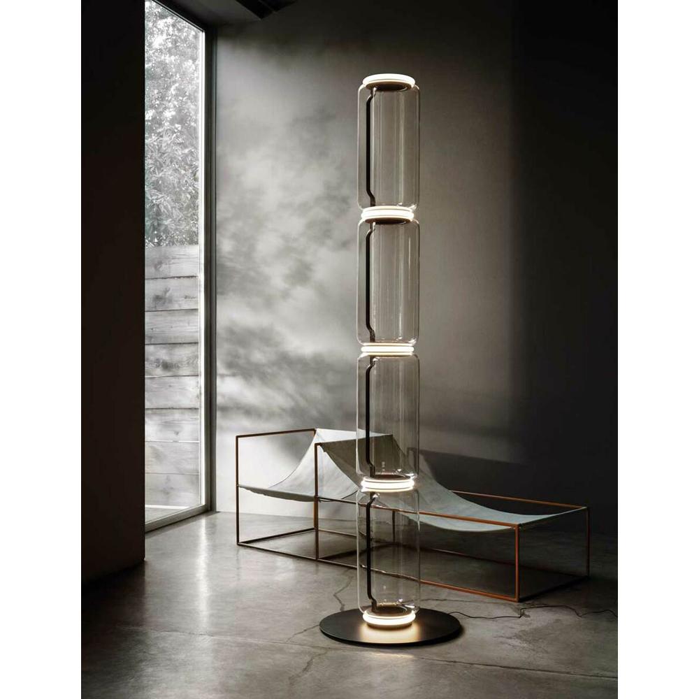 Noctambule Tall Cylinders with Cone or Bowl Top & Large Base Floor Lamp Floor Lamps Flos