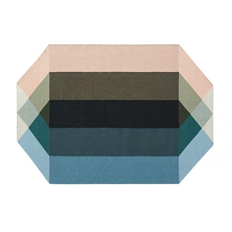 Diamond Rug Rug Gan Nude-Petrol 5’7" x 7’3"
