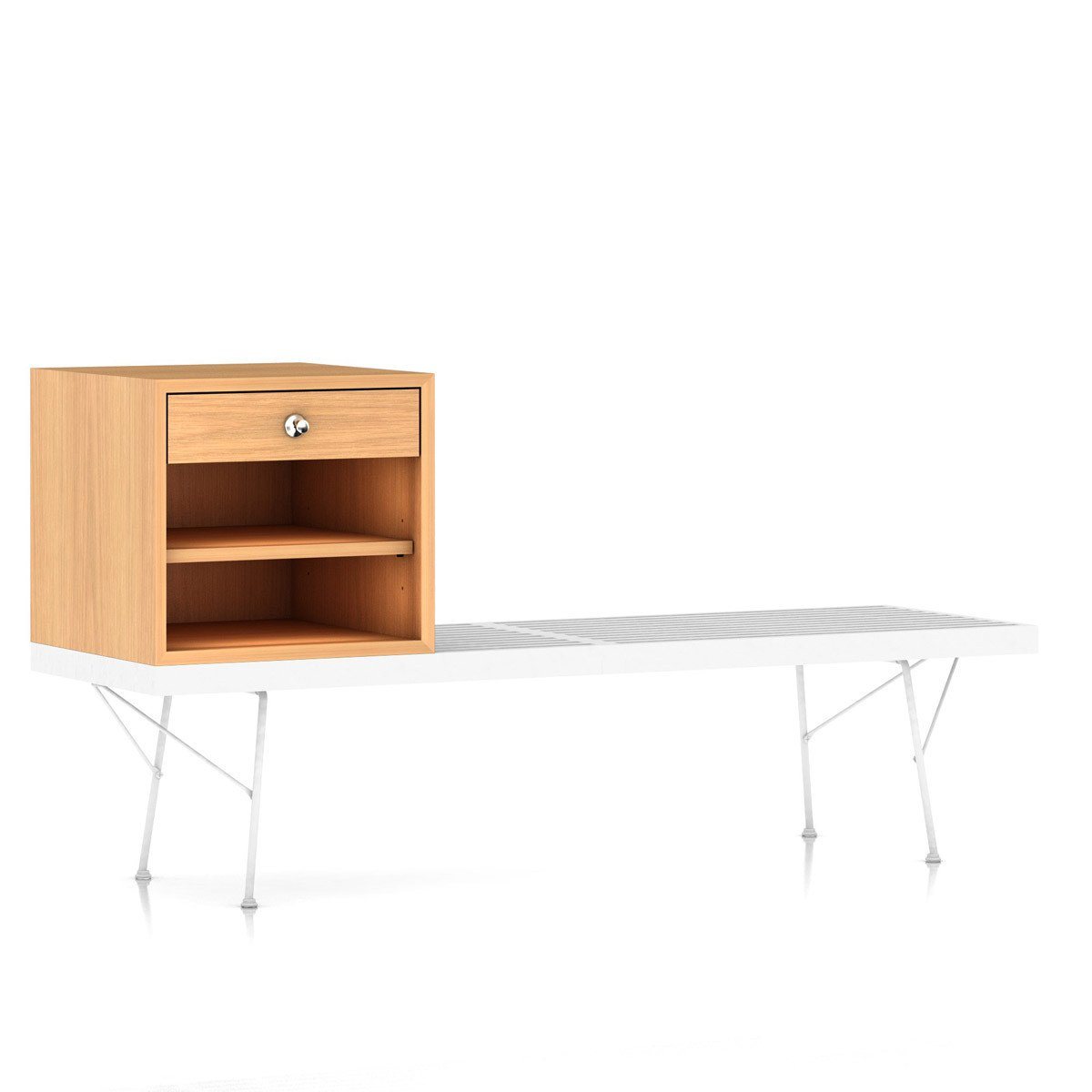 Nelson Basic Cabinet Small by Herman Miller side/end table herman miller Open Cabinet with 1 Drawer Platform Bench-Mount Base Natural Oak Veneer