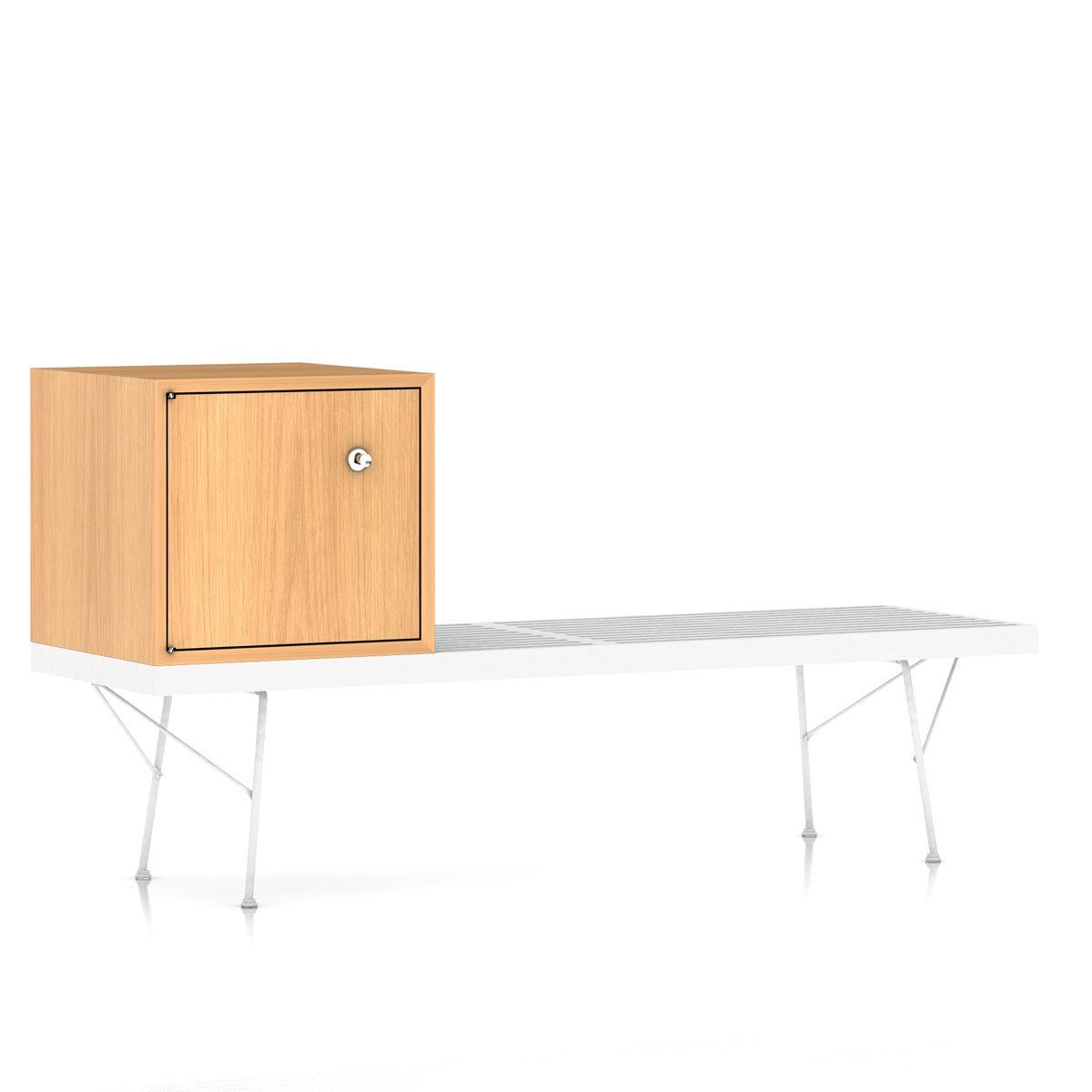 Nelson Basic Cabinet Small by Herman Miller side/end table herman miller Closed Cabinet, Left-Hinged Door Platform Bench-Mount Base Natural Oak Veneer