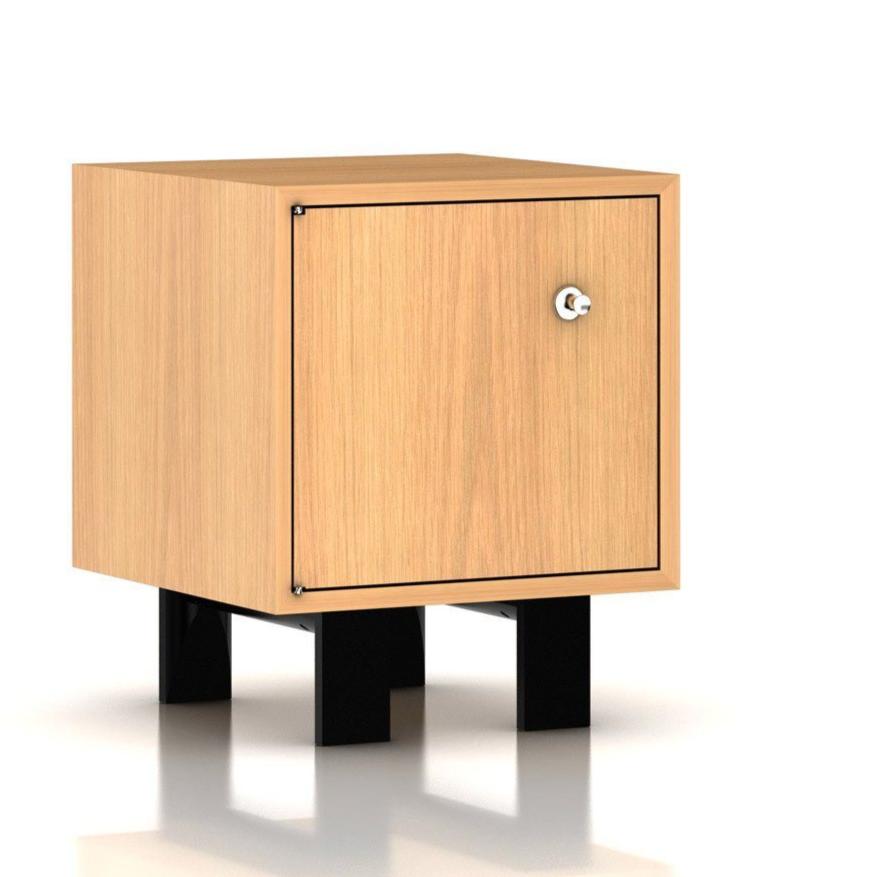 Nelson Basic Cabinet Small by Herman Miller side/end table herman miller Closed Cabinet, Left-Hinged Door Wood Leg, 5.5 High Natural Oak Veneer