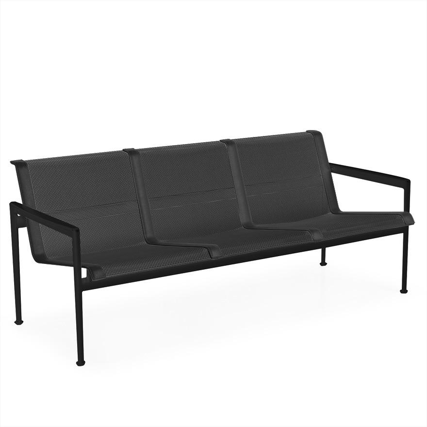 1966 Three Seat Lounge Chair With Arms Outdoors Knoll Onyx Frame with Onyx Mesh & Strap