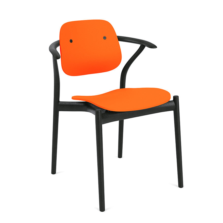 Iquo Chair Armchair with Plastic Seat & Back Side/Dining Knoll Red Orange