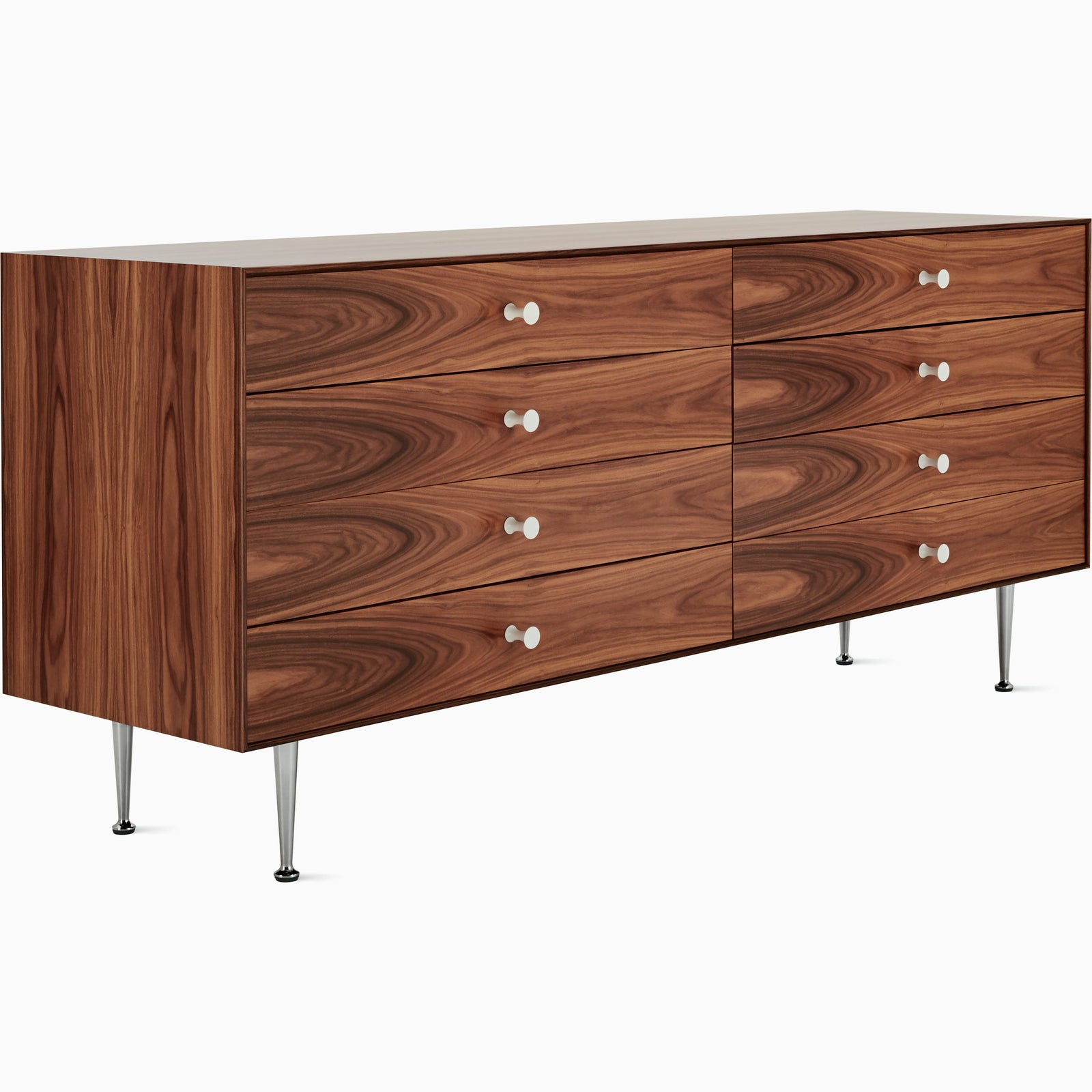 Nelson Thin Edge Double Dresser storage herman miller Silver Aluminum Alloy Pulls Santos Palisandro - Matching Finished Back +$9348.30