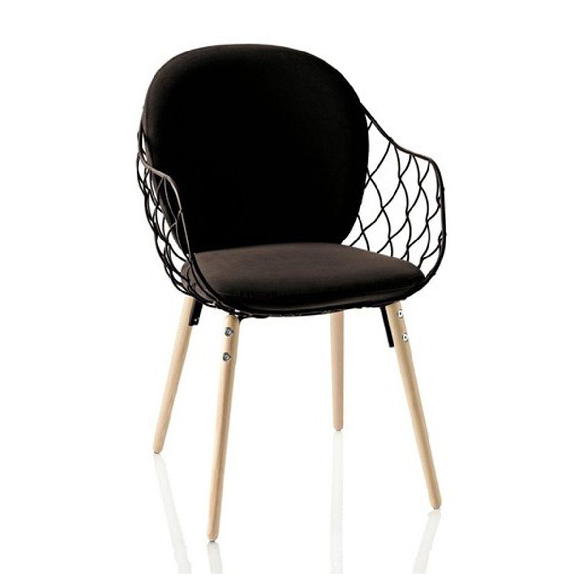 Pina Chair With Full Back Cushion Chairs Magis Full Back Cushion - Natural Beech Legs / Black Seat - Black Fabric Cushions