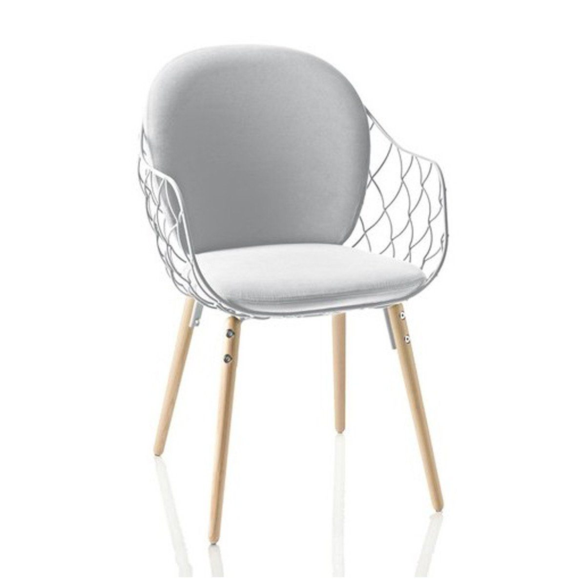 Pina Chair With Full Back Cushion Chairs Magis Full Back Cushion - Natural Beech Legs / White Seat - White Fabric Cushions