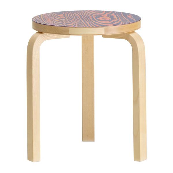 Stool 60 Stools Artek Pink/Purple ColoRing Seat,Legs Natural Lacquered +$250.00