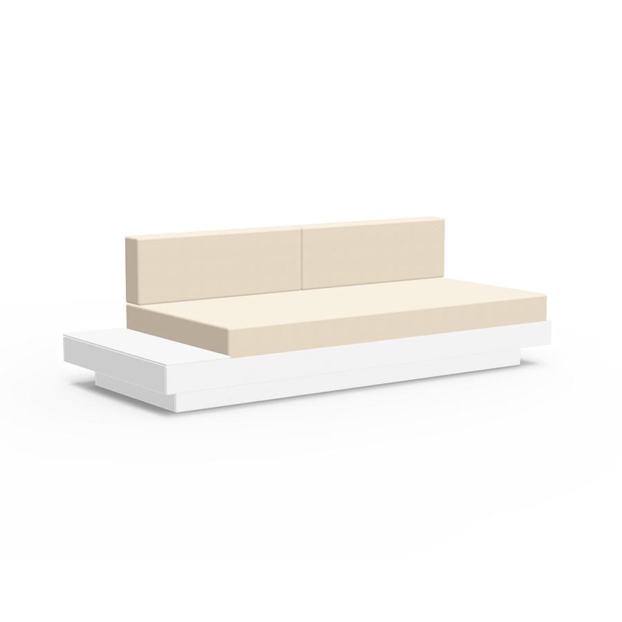 Platform One Sofa with Left or Right Table Sofas Loll Designs Cloud White Canvas Flax