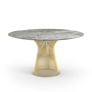 Platner Dining Table - 54 Inch Dining Tables Knoll 18K Gold Plated Grey marble, Satin finish 