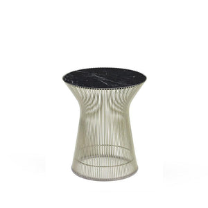 Platner Side Table side/end table Knoll Polished Nickel Nero Marquina marble, Satin finish 