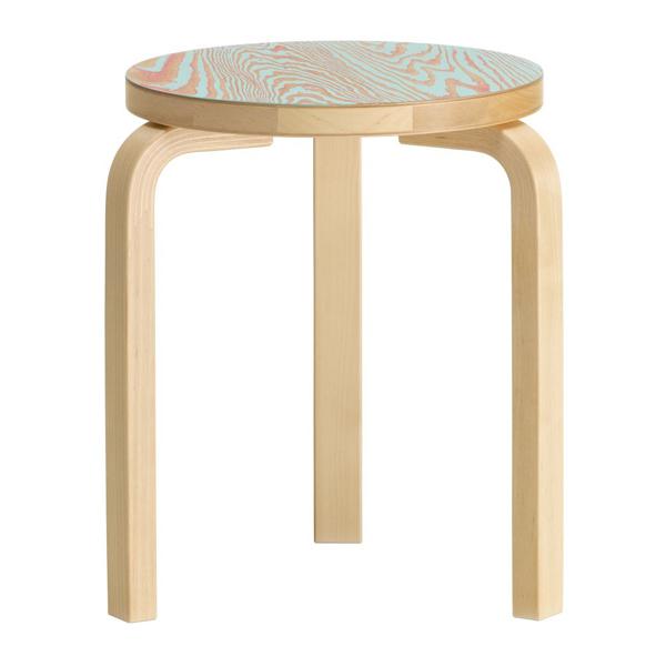 Stool 60 Stools Artek Red/ turquoise ColoRing seat, Legs natural lacquered +$250.00