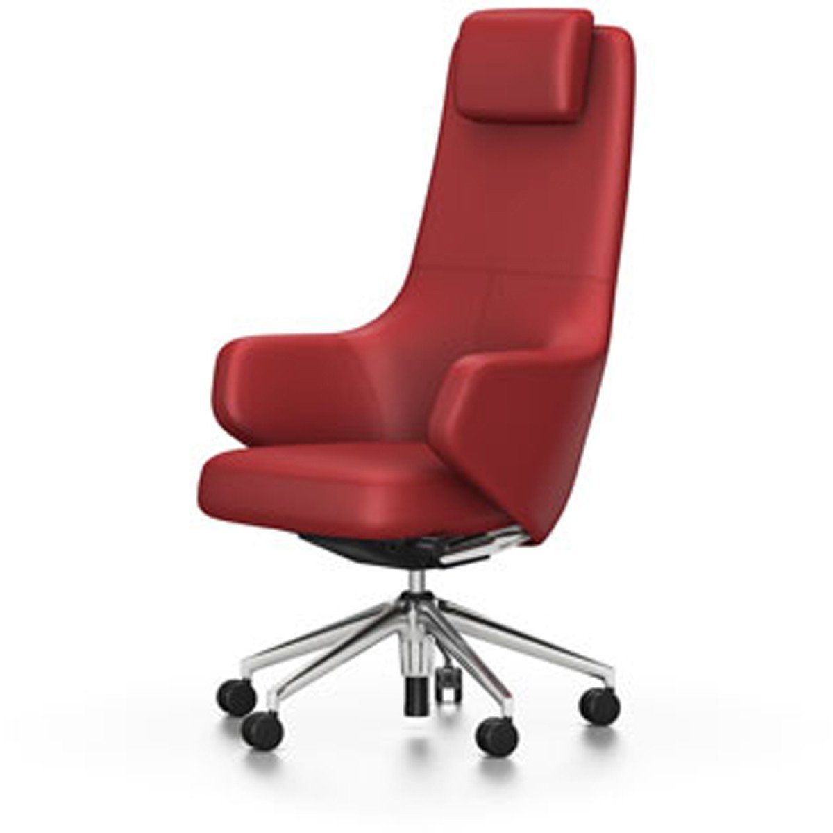 Grand executive highback chair task chair Vitra Leather - Red Hard castors for carpet