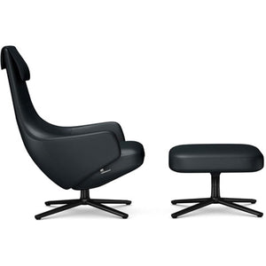 Repos Lounge Chair & Ottoman lounge chair Vitra Basic Dark 16.1-Inch Leather Contrast - Asphalt - 67 +$900.00