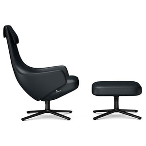 Repos Lounge Chair & Ottoman lounge chair Vitra Basic Dark 18.1-Inch Leather Contrast - Asphalt - 67 +$900.00