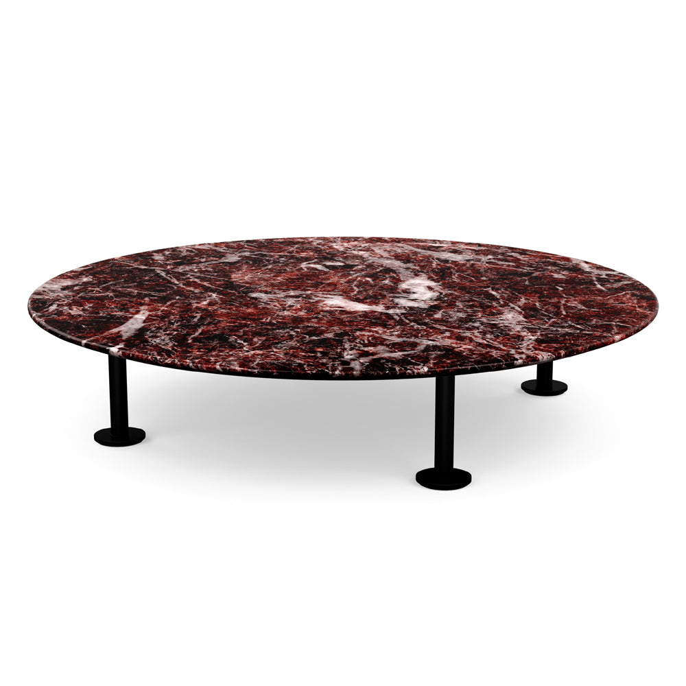 Grasshopper Coffee Table - Single Round Coffee Tables Knoll Black Rosso Rubino marble - Satin finish