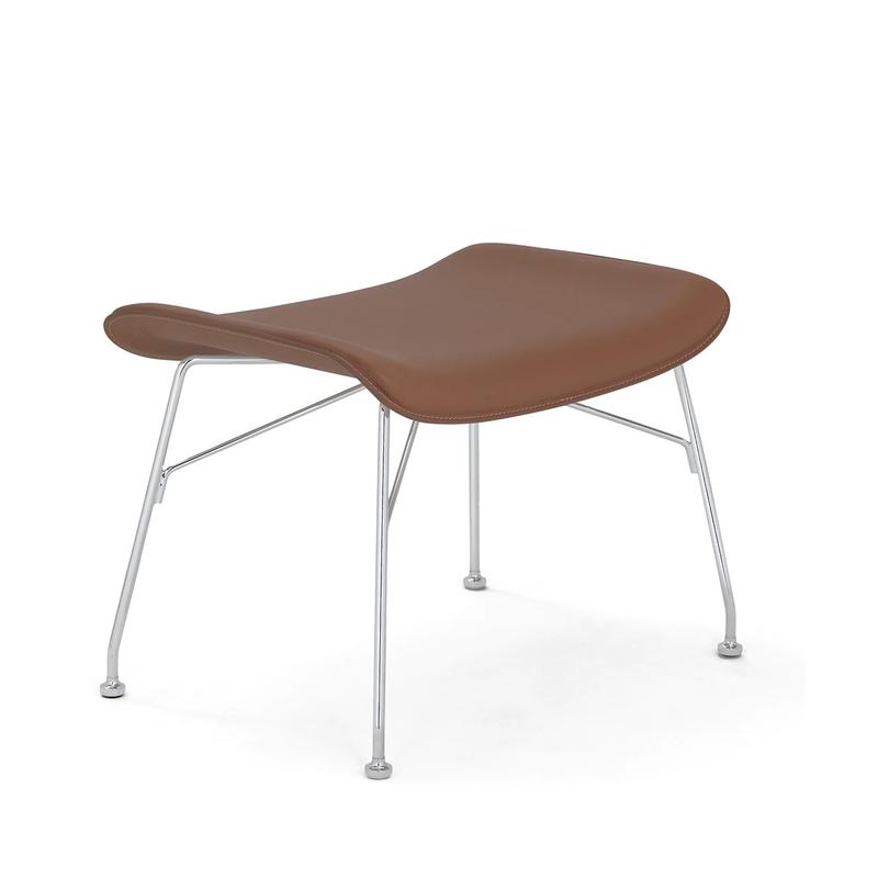 S/Wood Upholstered Stool Stools Kartell ight Wood/Light Leather/Chrome